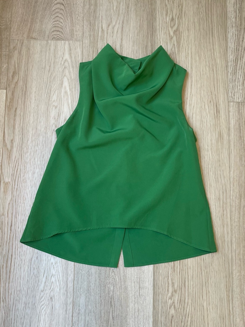 Zara Green Draped Cowl Neck Sleeveless Top